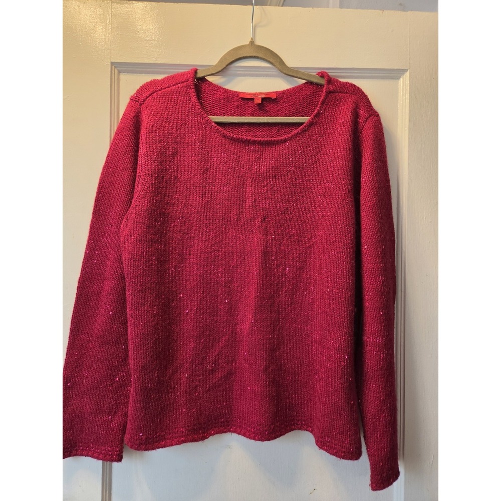 NARCISCO RODRIGUEZ for Design Nation Sweater Womens Berry Glitter Sparkle XL